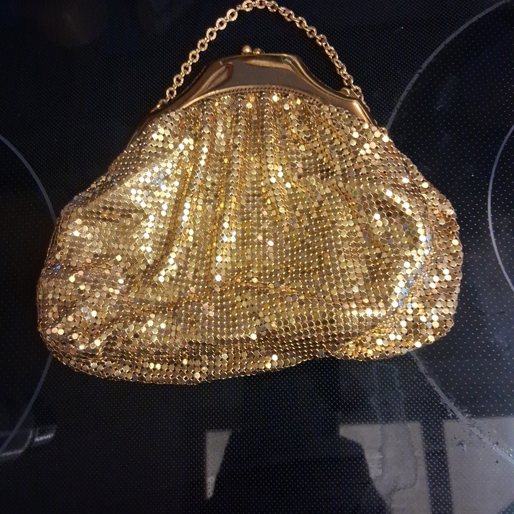 Whiting And Davis  Gold Sequin Clutch